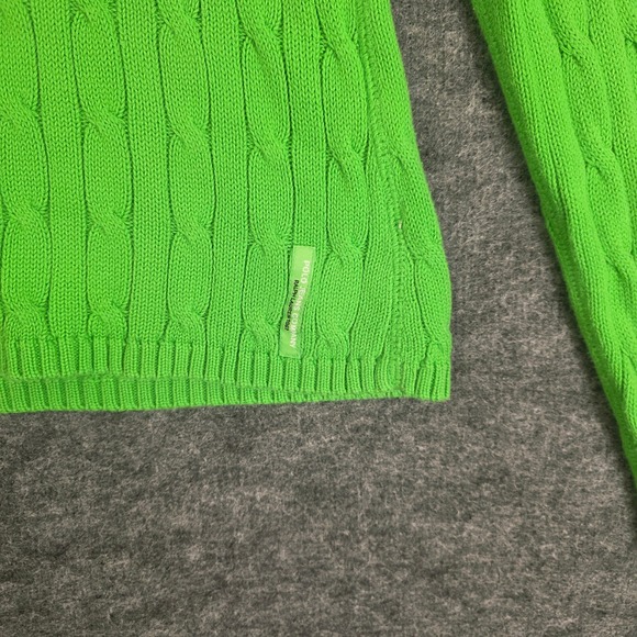 VTG Polo Jeans Co‎ Ralph Lauren Cable Knit Sweater Green Womens Large Crew Neck - Picture 2 of 8